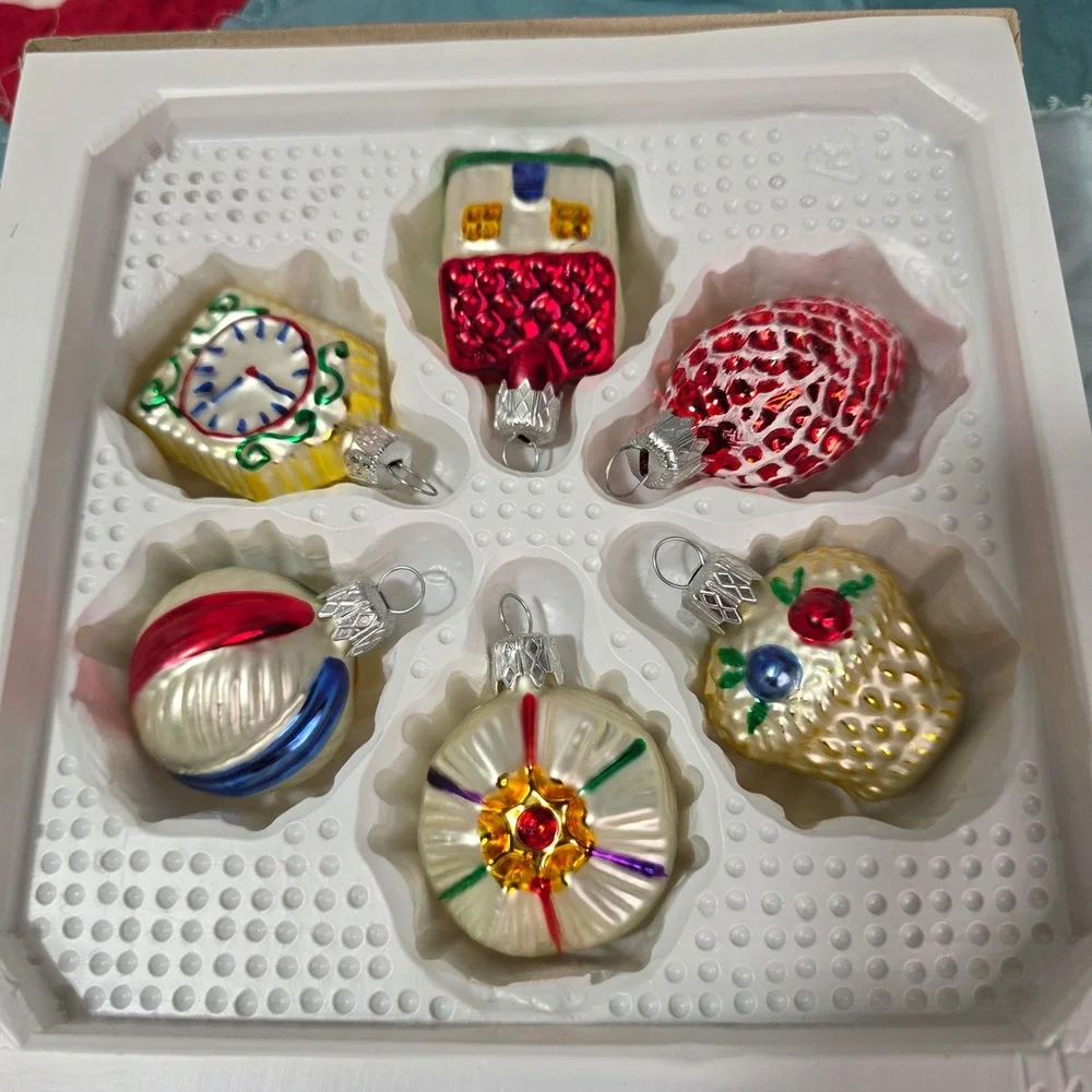 Home For The Holidays Vintage Miniature Glass Christmas Ornaments Set 12 Piece